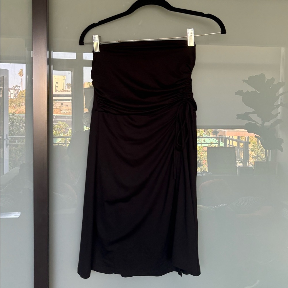 Urban Outfitters Black Strapless Ruched Mini Dress